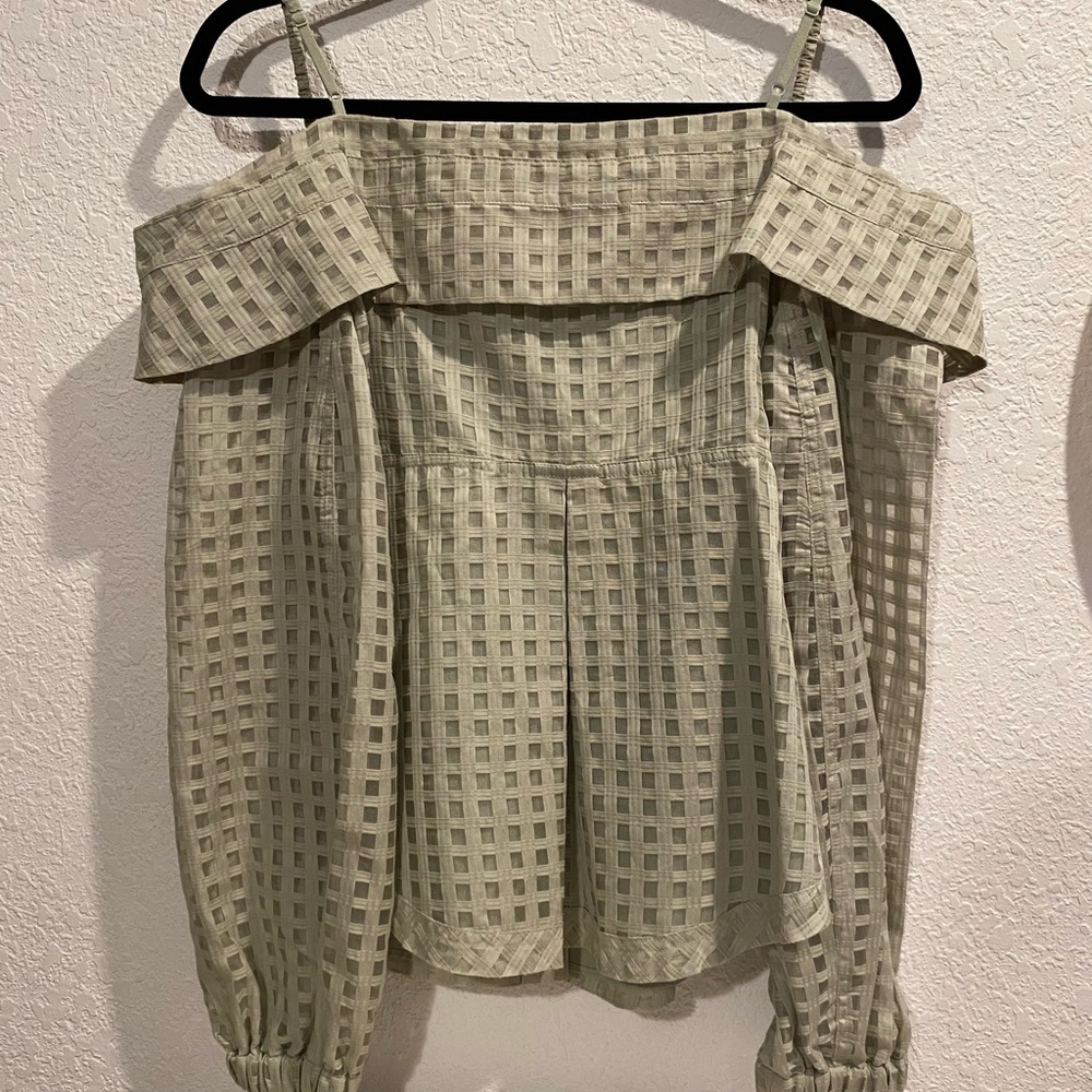 Jonathan Simkhai Paulina Sheer Windowpane Top